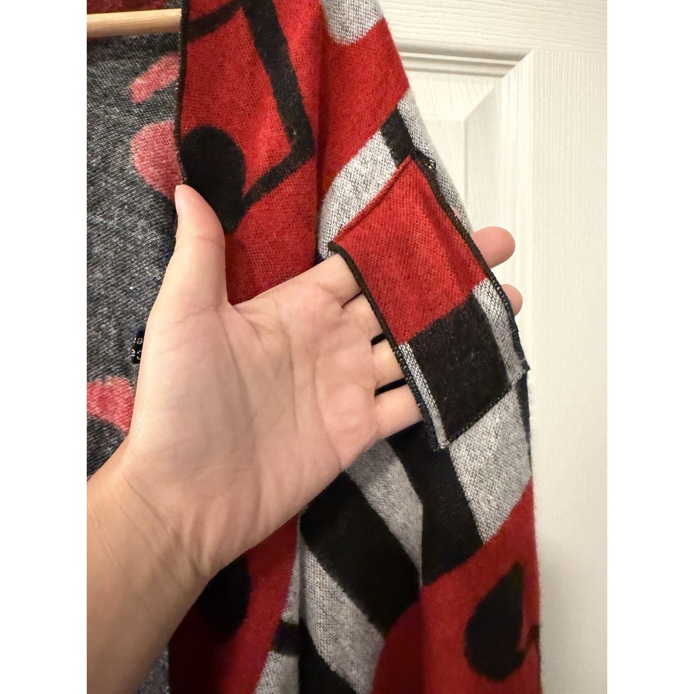 Musical Notes 100% Cashmere Wrap Poncho Shawl Draped Piano Keys Concert Holiday - Picture 5 of 6